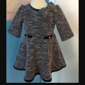 Janie and Jack navy blue holiday dress with bow, 18-24 months